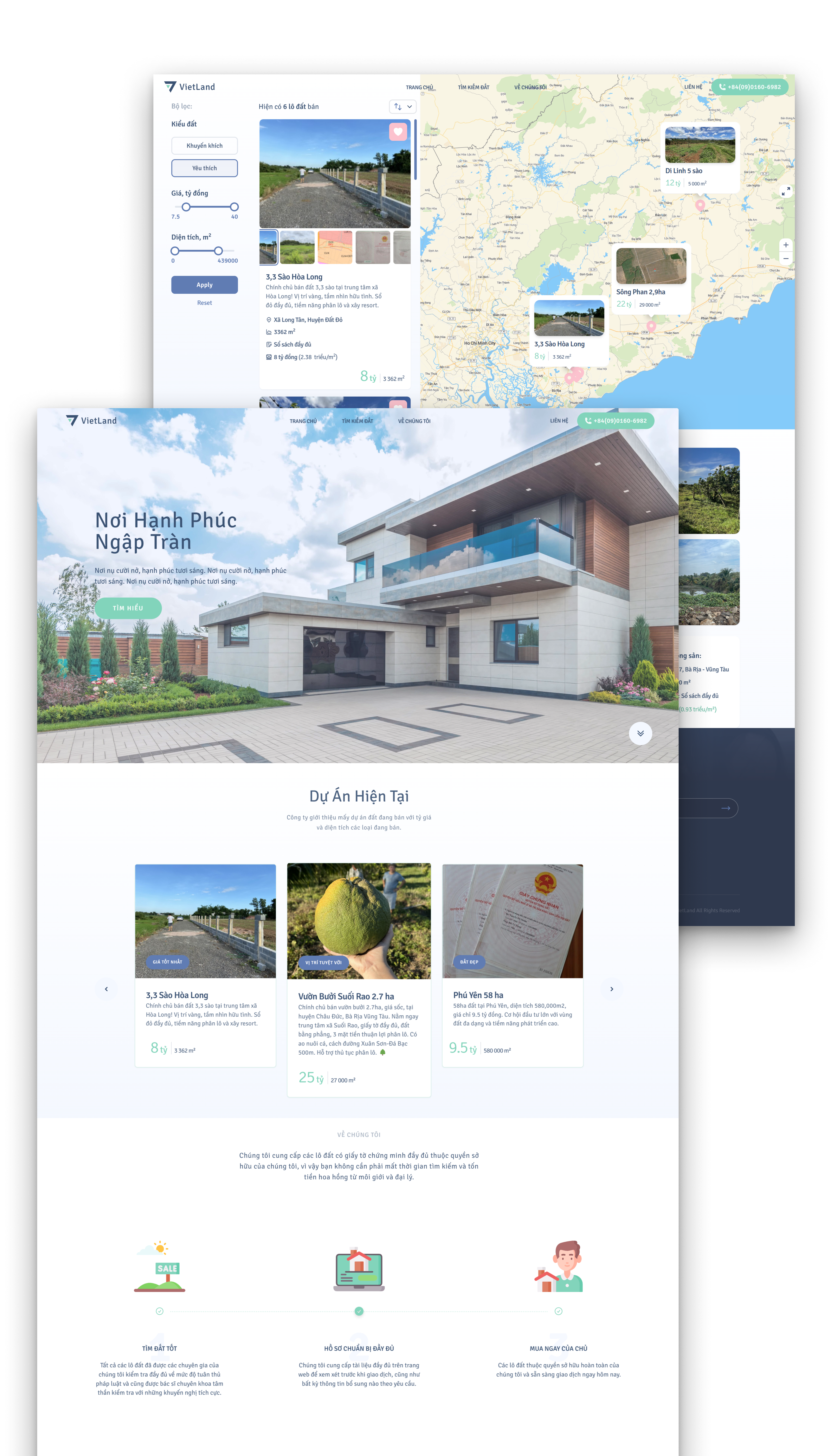 A mokup of the VietLand - Real Estate App project